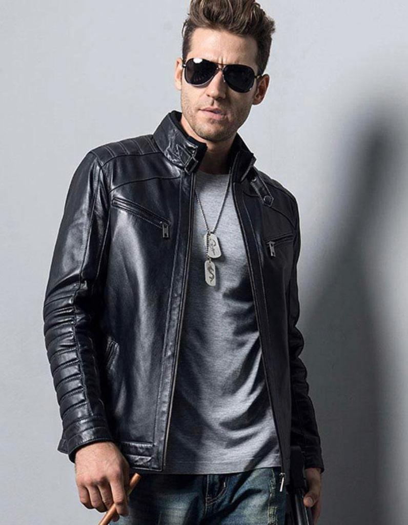 Mens leather jacket black