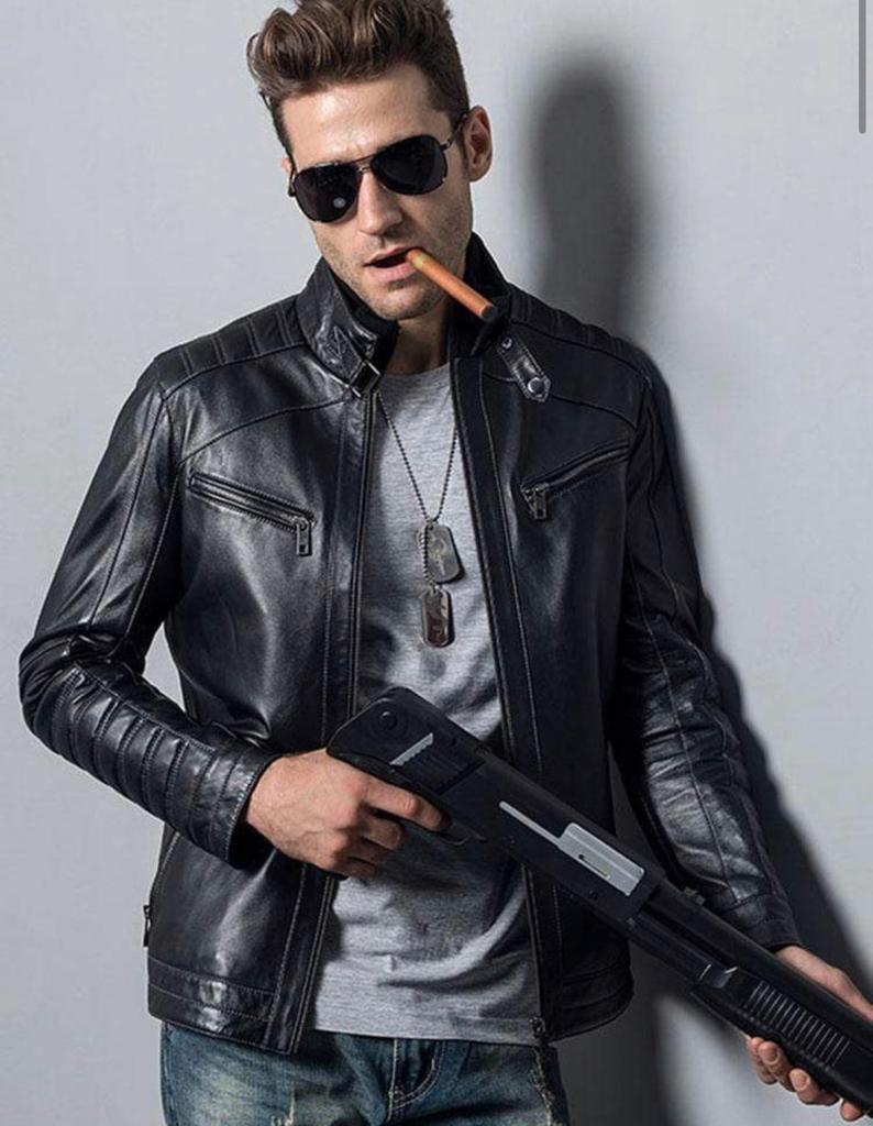 Mens leather jacket black